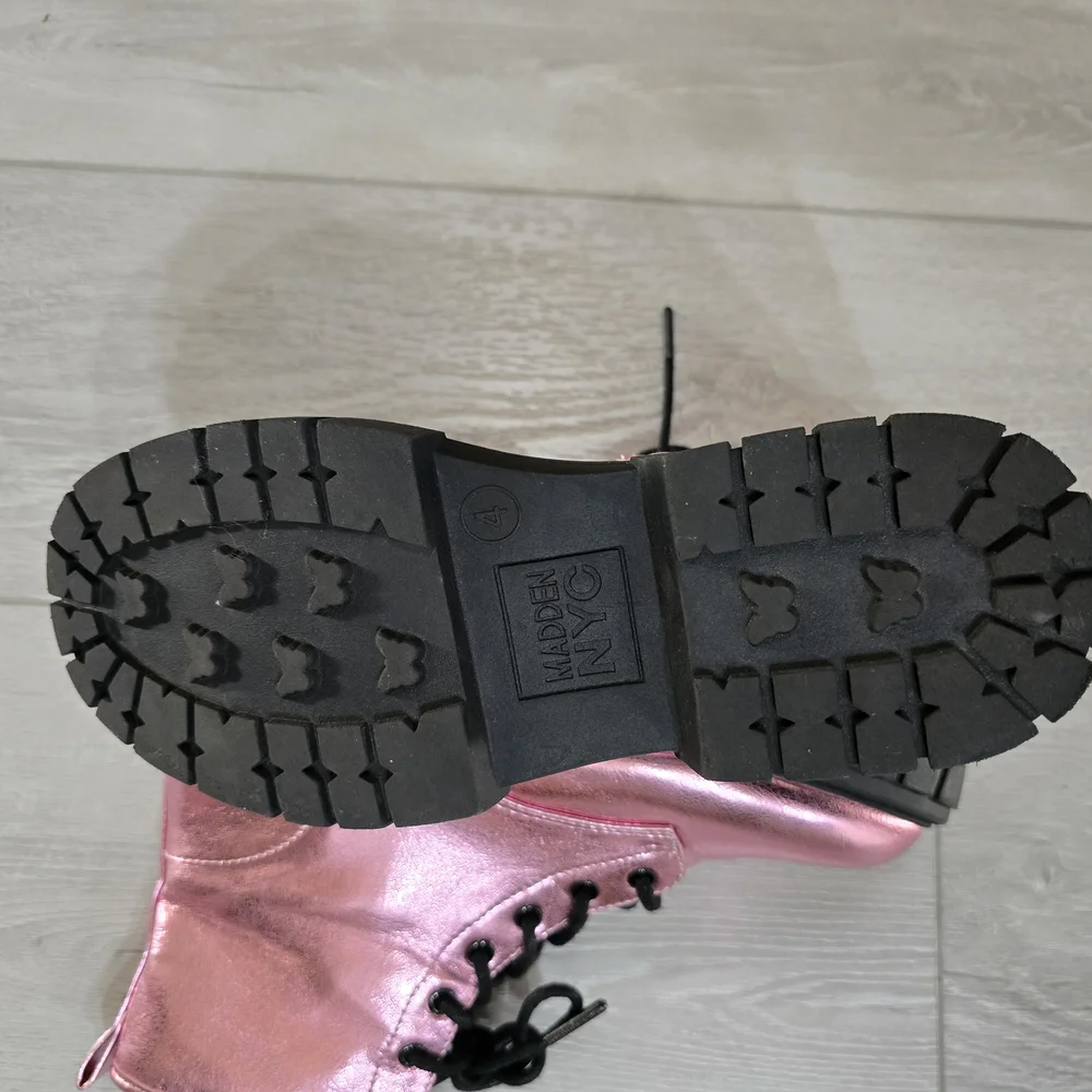 Madden NYC Shiny Pink Lace-Up Boots